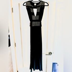 Kai / Alekai Black Dress with Gray/White embroidery and buttoned slits
